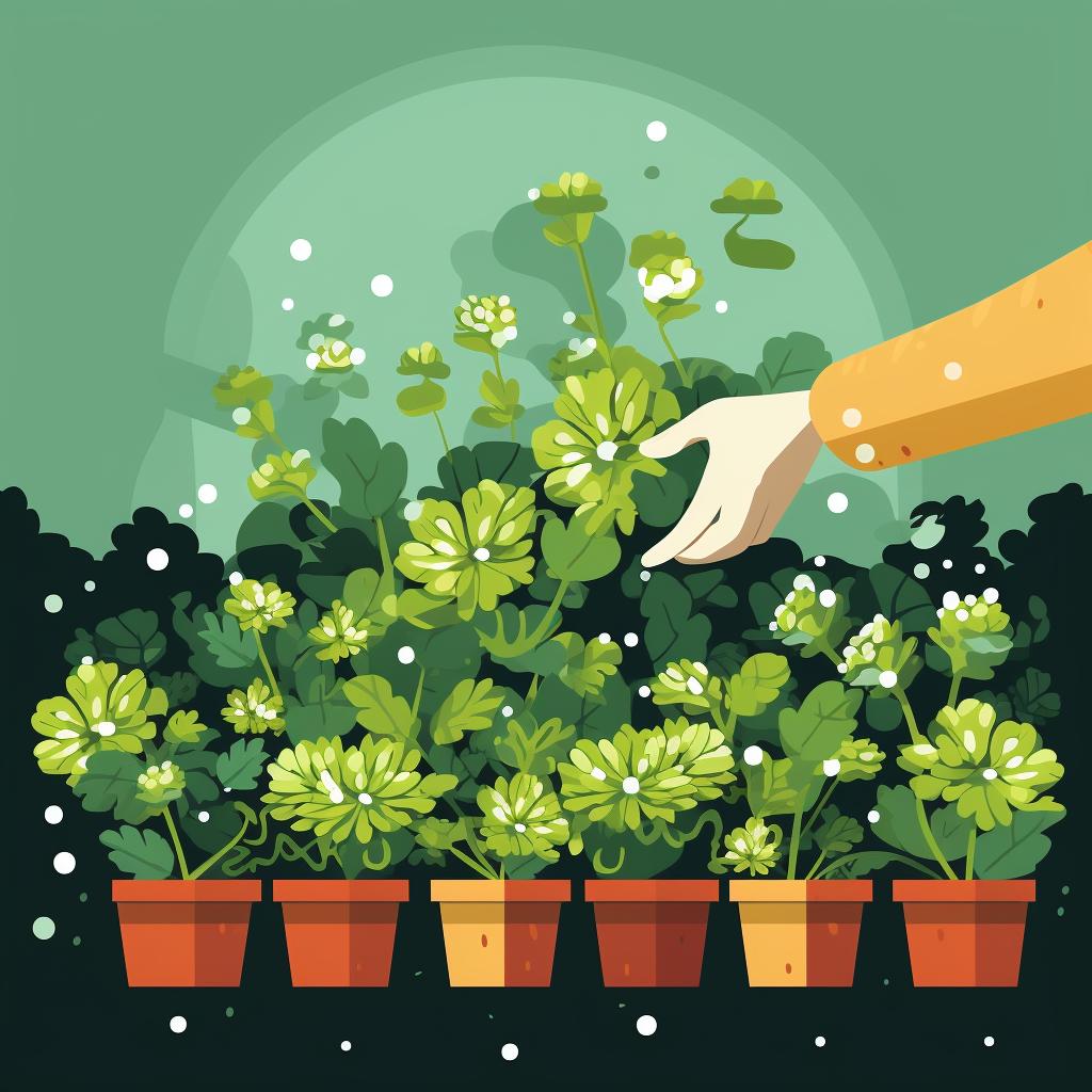 Hand planting lettuce seeds in a vertical garden